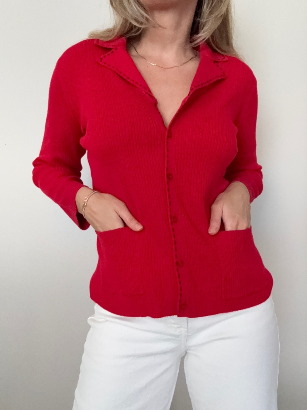 Vintage Ribbed Button Cardigan Sweater - Picture 3 of 5